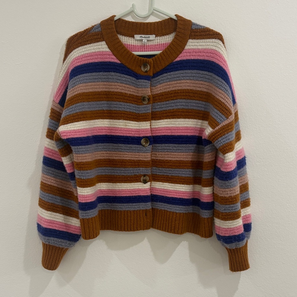 Madewell Striped Knit Cardigan – Cozy Cropped Sweater